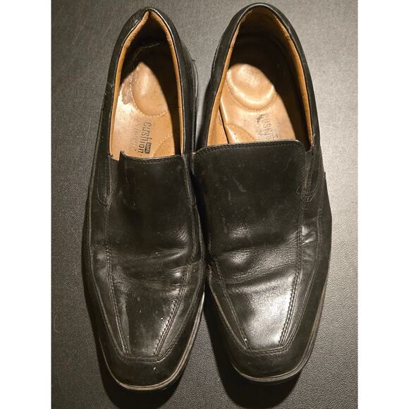 Clarks Shoes Mens Black Leather Slip On Loafers Dress Cushion Comfort Size 12 - Picture 1 of 4